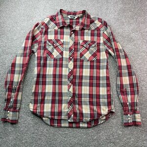 Salt Valley Long‎ Sleeve Pearl Snap Western Button Front Shirt Mens Large Plaid